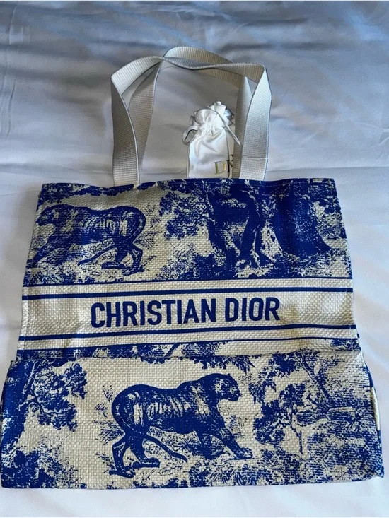Dior Dioriviera Blue and Natural Canvas Tote - Picture 5 of 6
